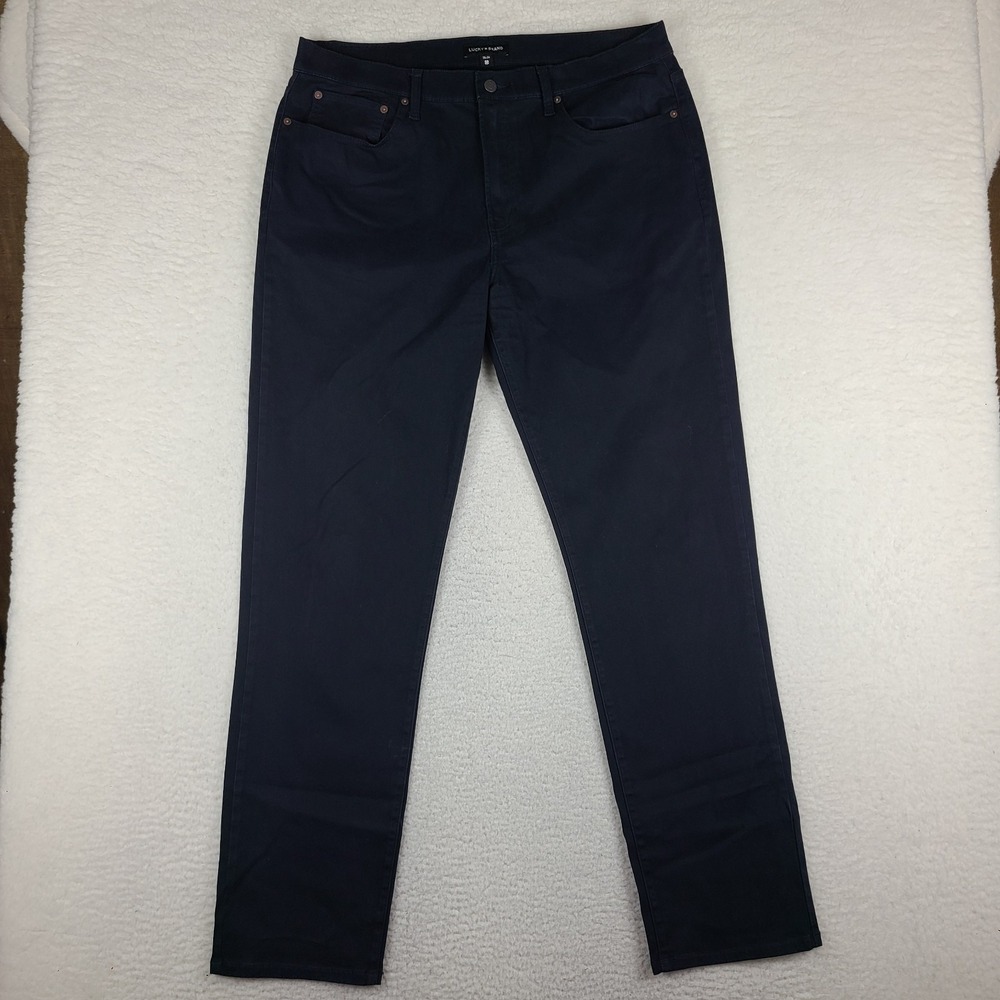 Lucky Brand Pants‎ Mens 38x34 Dark Navy 121 Slim Straight Chino Khakis *